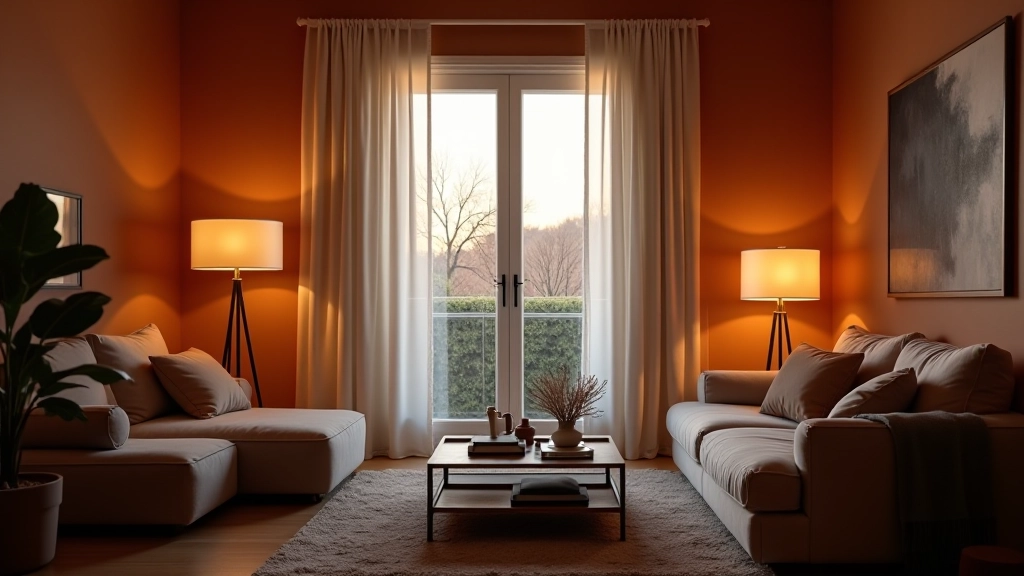 Cortinas térmicas espessas em sala de estar portuguesa durante o inverno