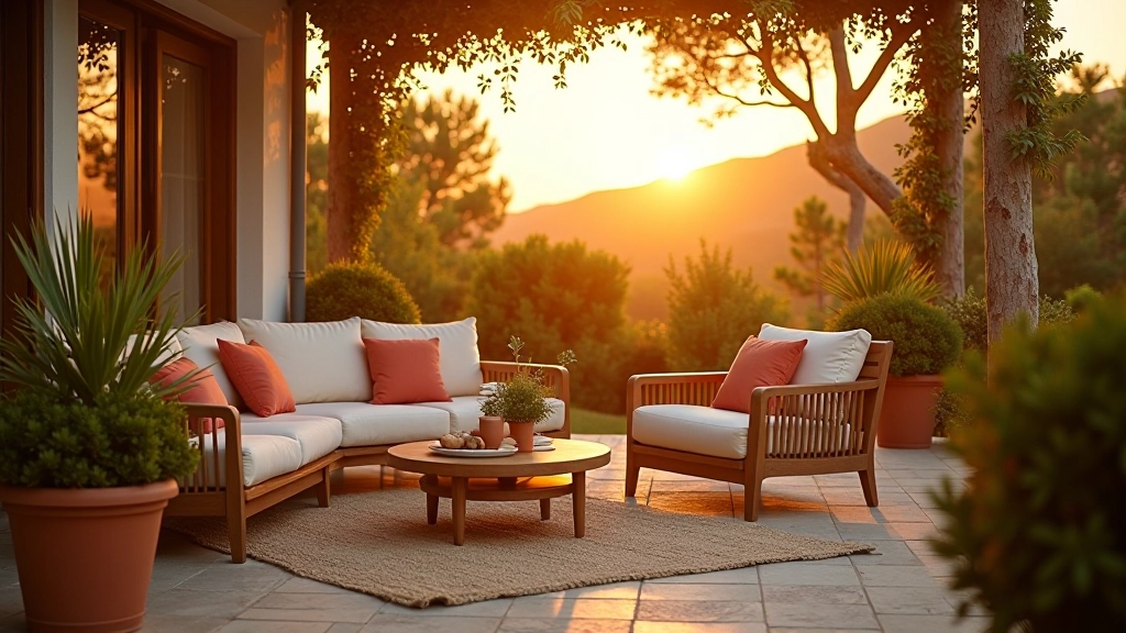 Terraço português preparado para vida exterior no verão